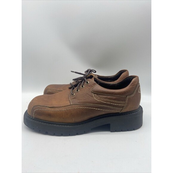 GBX‎ Mens Brown Leather Chunky Platform Y2K Goth Punk Grunge Boots 8.5
